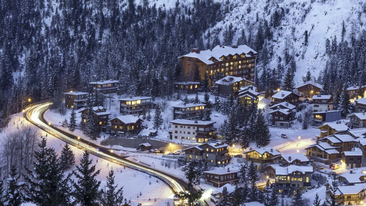 Panoramic view of beautiful winter landscape in the Bavarian Alps